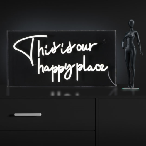 JONATHAN Y this is your happy place 19.6 x 10.1 contemporary glam acrylic box usb operated led neon light