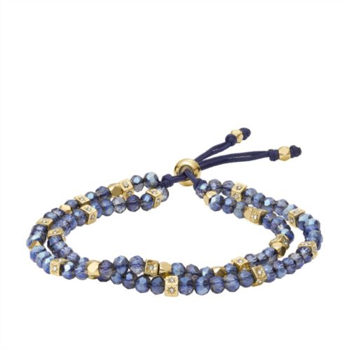 Fossil womens arm party smokey blue glass beaded bracelet