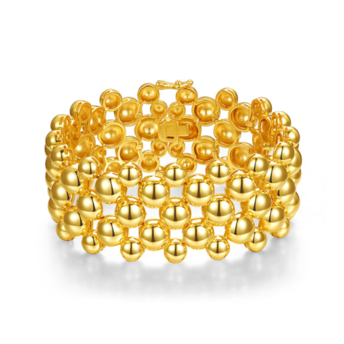 Rachel Glauber 14k yellow gold plated wide medallion mesh link bracelet