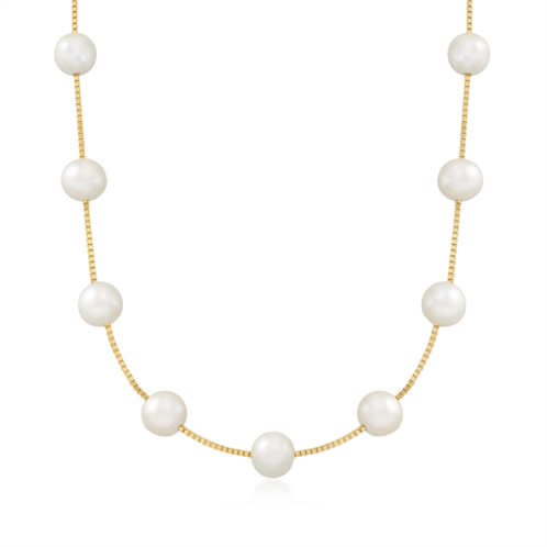 Ross-Simons 8-8.5mm cultured pearl station necklace in 18kt gold over sterling