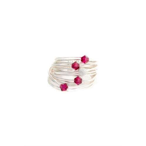 A Blonde and Her Bag marcia wire wrap ring with ruby swarovski crystals