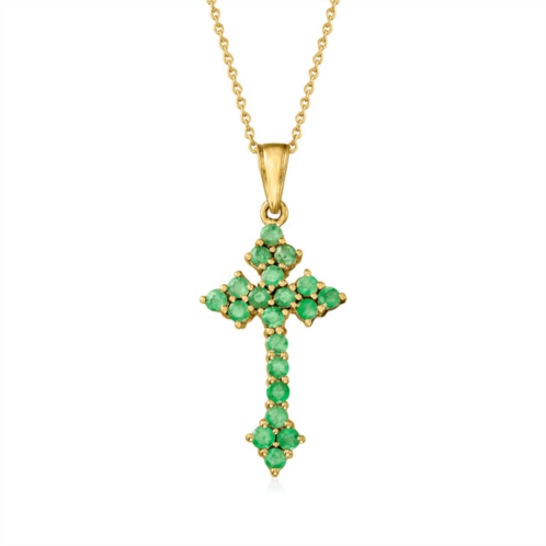 Ross-Simons zambian emerald cross pendant necklace in 18kt gold over sterling