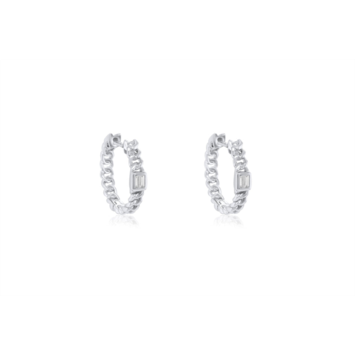Diana M. 14k yg 2.72gr huggie earrings with 2 baggett diamonds 0.08