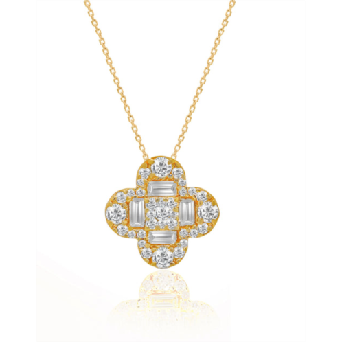 Diana M. 14 kt yellow gold diamond pendant with clover-shaped design adorned with 0.70 cts tw diamonds