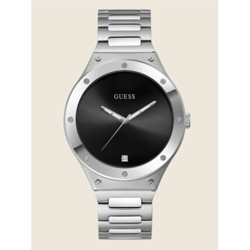 Guess Factory silver-tone and black analog watch