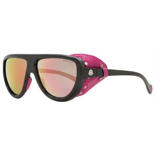 Moncler unisex shield sunglasses ml0089 01z black/pink leather 57mm