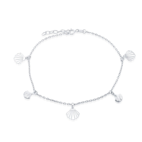 Simona sterling silver alternating flat & puffed seashell anklet