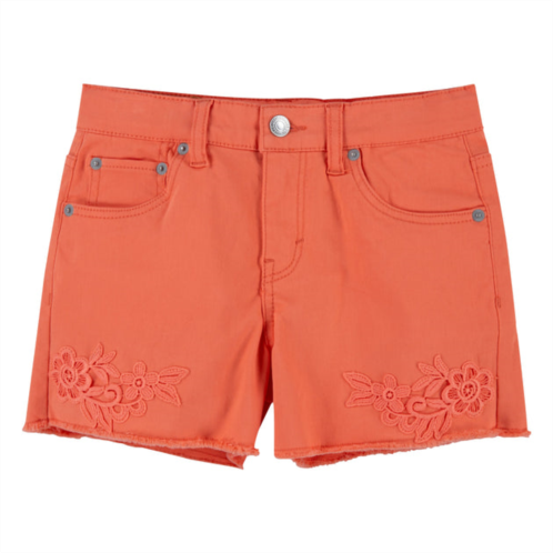 LEVI coral orange embroidered shorts