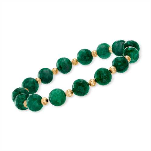 Ross-Simons emerald bead stretch bracelet with 14kt yellow gold