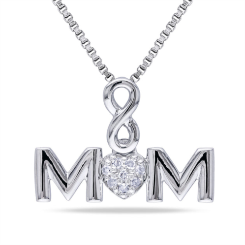 Mimi & Max womens diamond infinity mom pendant with chain in sterling silver