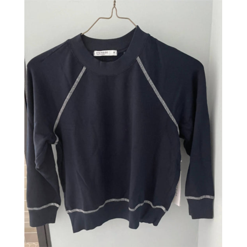 STATESIDE softest fleece shrunken sweatshirt with contrast in new navy