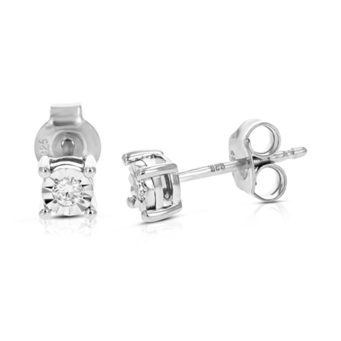 Vir Jewels 1/10 cttw round lab grown diamond prong set stud earrings in .925 sterling silver with push back