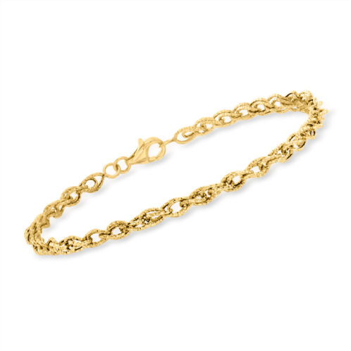Ross-Simons 14kt yellow gold diamond-cut twisted-oval link bracelet