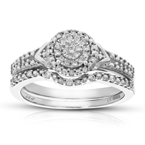 Vir Jewels 1/5 cttw round cut lab grown diamond wedding engagement ring bridal set .925 sterling silver prong set