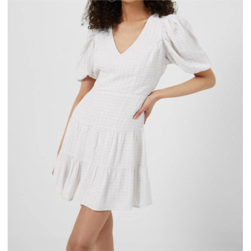 FRENCH CONNECTION birch gingham tiered dress in summer white