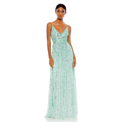 Mac Duggal sequined sleeveless wrap over a line gown