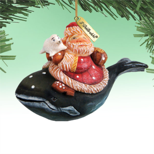 designocracy santa on whale handpainted ornament g.debrekht