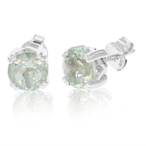 Vir Jewels sterling silver green amethyst stud earrings (1.10 cttw ; 6 mm round shape)