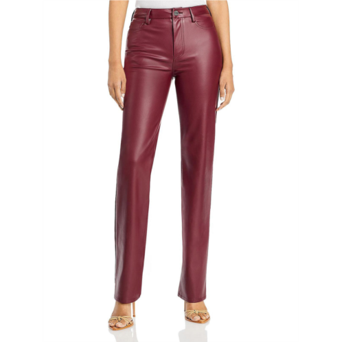STAUD chisel womens faux leather high rise straight leg pants