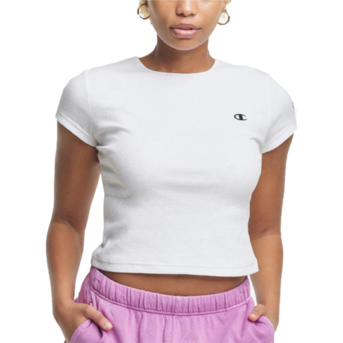 Champion womens cropped ribbed knit pullover top