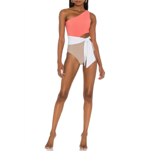 Beach Riot carlie one piece in coral colorblock