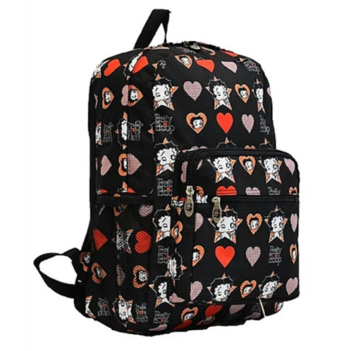 Betty Boop womens microfiber large backpack in black with hearts/stars