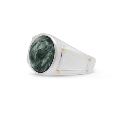 Monary seraphinite iconic stone signet ring in sterling silver