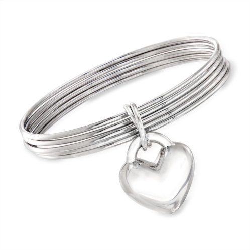Ross-Simons italian sterling silver bangle bracelet with heart charm