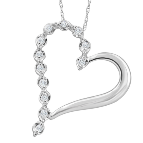 Pompeii3 10k white gold 1 tall diamond heart pendant womens necklace