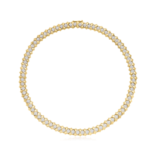 Ross-Simons diamond checkered collar necklace in 18kt gold over sterling