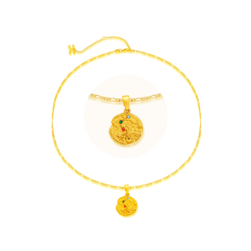 Classicharms gold sculptural zodiac sign pendant necklace set-aries