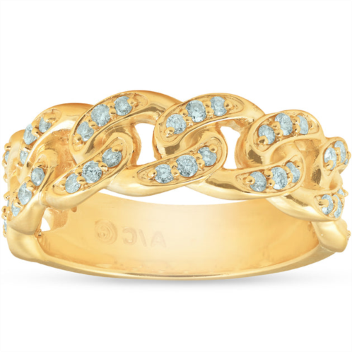Pompeii3 1/2 ct mens heavy weight solid yellow gold curb chain diamond ring wedding band