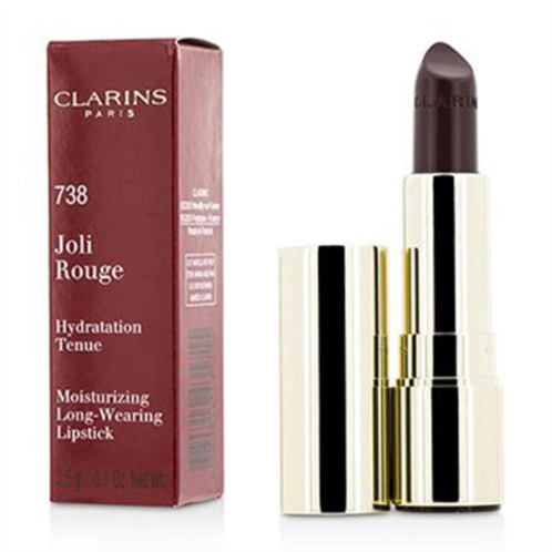 Clarins 164322 0.1 oz joli rouge long wearing moisturizing lipstick, no. 738 royal plum