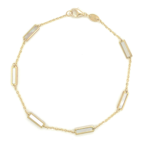 Sabrina Designs 14k gold station bar mother of pearl bracelet 7