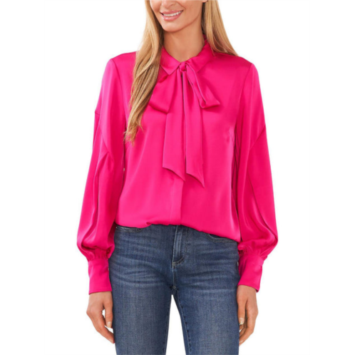 CeCe womens neck tie collared blouse