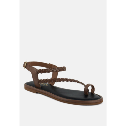 Rag & Co stallone tan braided flat sandals