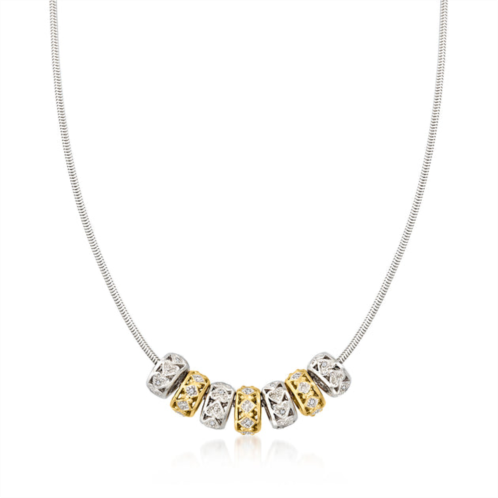Ross-Simons diamond rondelle bead necklace in 2-tone sterling silver