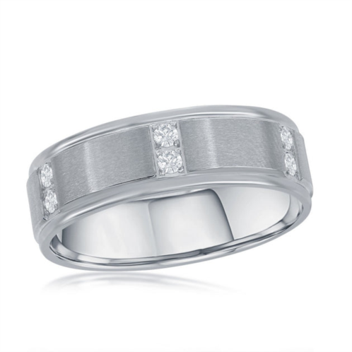 Blackjack stainless steel brushed and polished cz ring