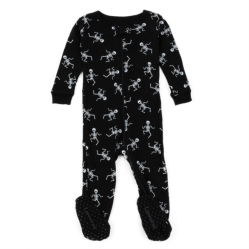 Leveret kids footed cotton pajamas skeleton black