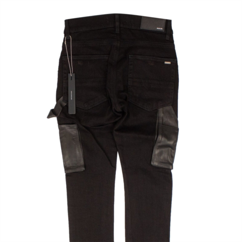 Amiri black denim leather workman pants