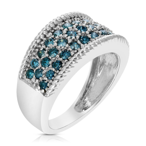 Vir Jewels 3/4 cttw blue diamond wedding band 14k white gold round prong set