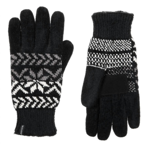 Isotoner womens chenille snowflake gloves in black