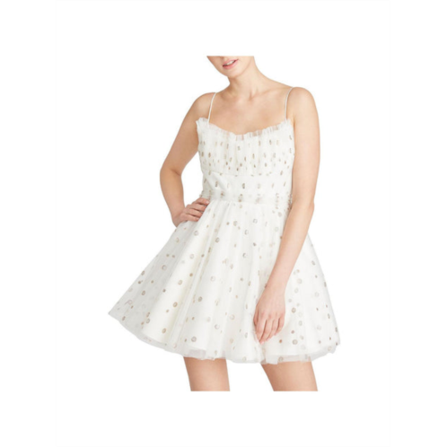 ML Monique Lhuillier womens mesh glitter cocktail and party dress