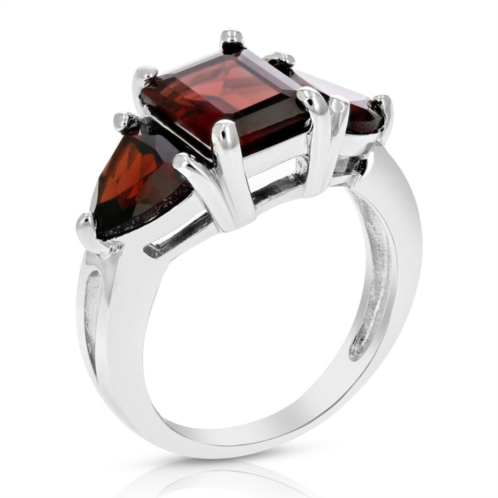Vir Jewels 3.50 cttw 3 stone garnet ring .925 sterling silver with rhodium plating emerald