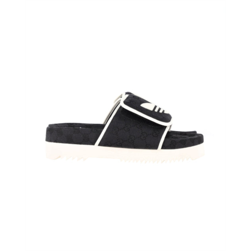 Gucci x adidas slide sandals in black canvas