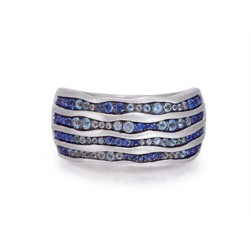 Monary maverick surfer sterling silver blue sapphire & topaz stone band ring