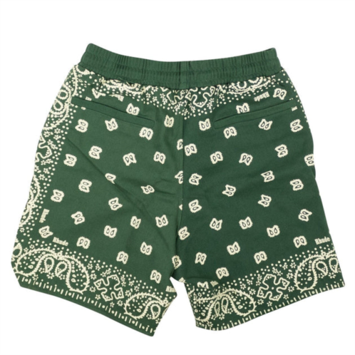 Rhude forest green cotton bandana print shorts