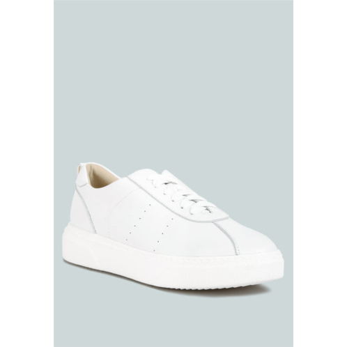 Rag & Co magull solid lace up leather sneakers in white
