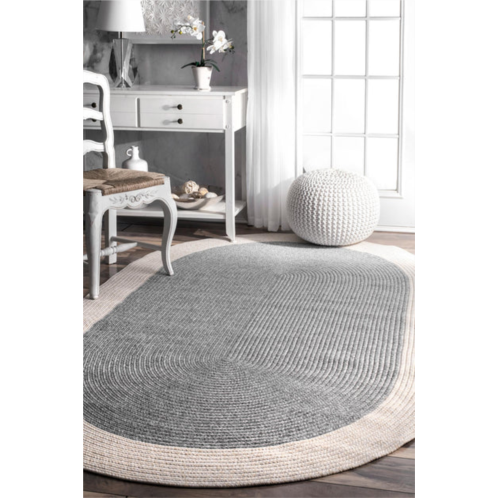 NuLOOM indoor/outdoor braided solid border delaine area rug