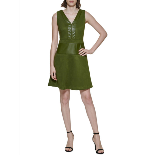 DKNY womens faux suede mini fit & flare dress